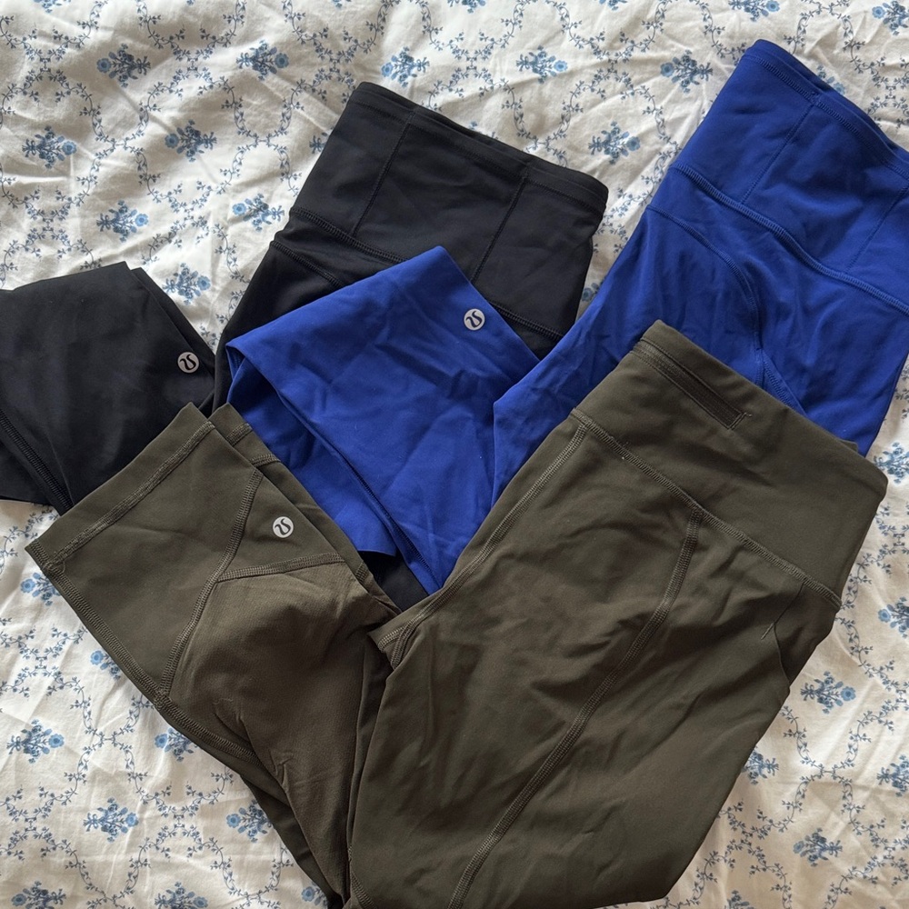 Lululemon Running Legging Bundle - Black, Blue, and Olive Leggings